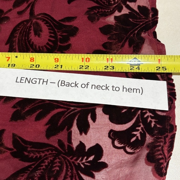 Sundance Women Burnout Velvet Peasant Blouse Top Sz L Burgundy Whimsigoth Fairy - Picture 9 of 12